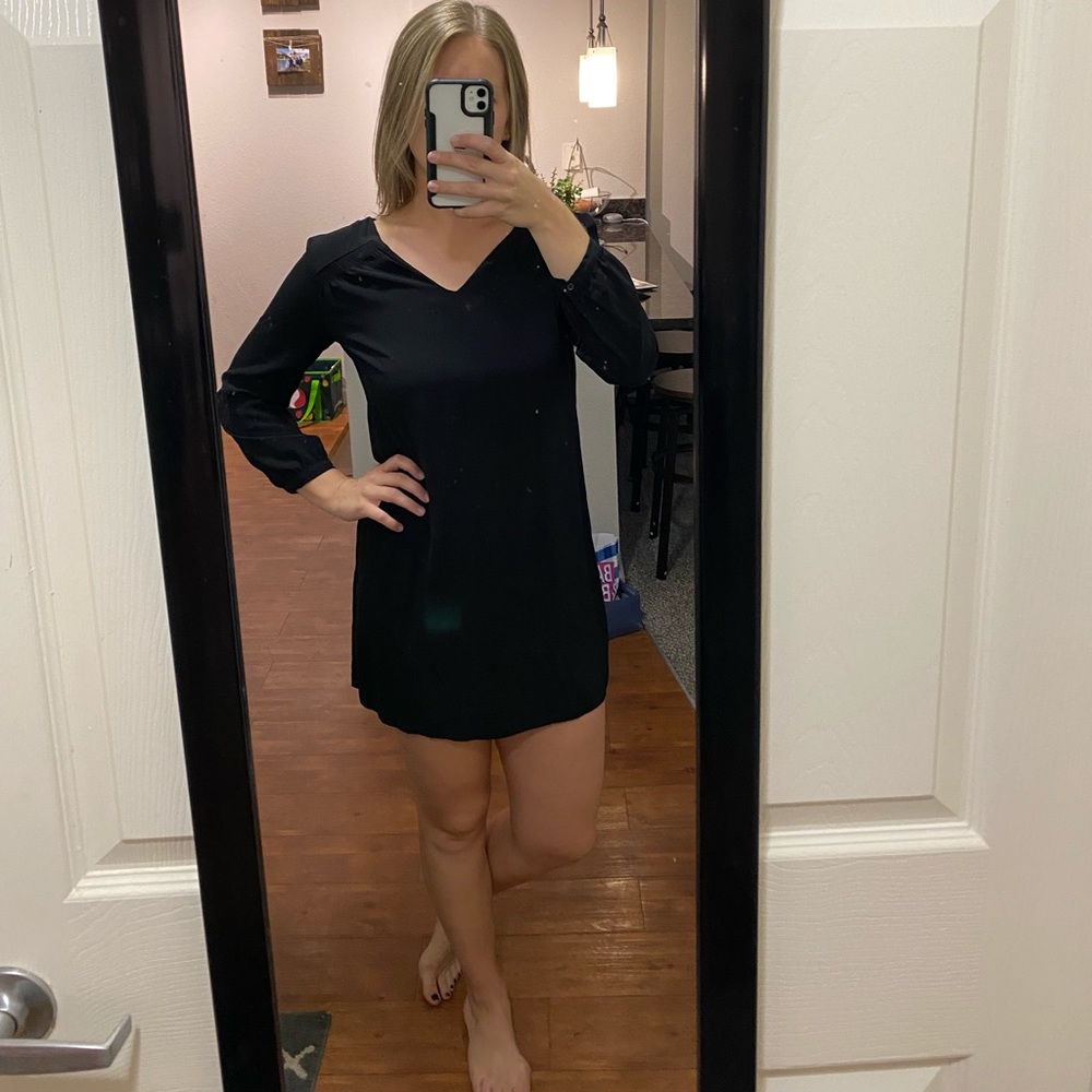 3/4 Sleeve Black Dress